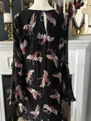 Francesca's Mi'ami Black Dress w/Bell Sleeves Shift Dress Size Medium thumbnail 2