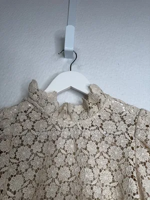 Sézane Elegant Jordyna Cream Floral Lace Longsleeve Ruffle Blouse | 34 thumbnail 5