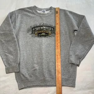 Alaska The Last Frontier Mountain Graphic Sweatshirt Gray Adult Small Gorpcore thumbnail 5
