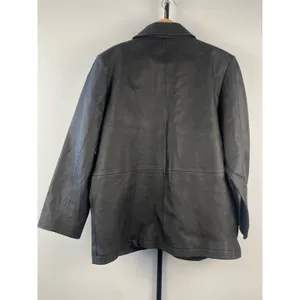 Vtg 90s Bagatelle Black Leather Blazer Jacket Womens 12P Petite 3-Button Coat thumbnail 7