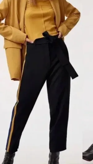 Aritzia Wilfred Jallade Trouser Pants Black Blue‎ Yellow Stripe Size 0 thumbnail 1