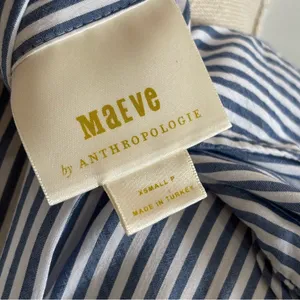 Maeve Anthropologie Blue and White Striped Button Down Shirt thumbnail 8
