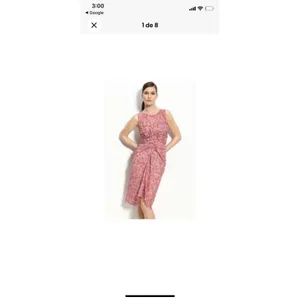 BCBGMAXAZRIA Pink Orange Abstract Print Ruched Draped Midi Dress Size 4 thumbnail 2