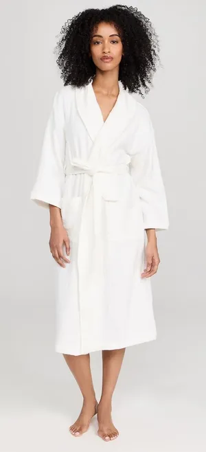 $138 NWT Barefoot Dreams Muslin Cotton Spa Robe in sea salt size 2=Medium thumbnail 1