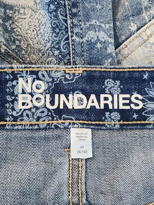 No Boundaries Bandana Patchwork Print Low Rise Denim Mini Skirt Size Medium thumbnail 8