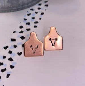 Cow Tag Earrings (copper) Gold thumbnail 1