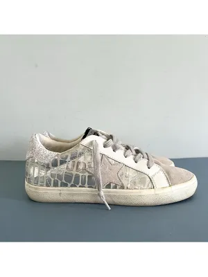 Vintage Havana Ingrid Low Top Sneakers Wild Croc Silver Metallic Fashion Size 8‎ thumbnail 4
