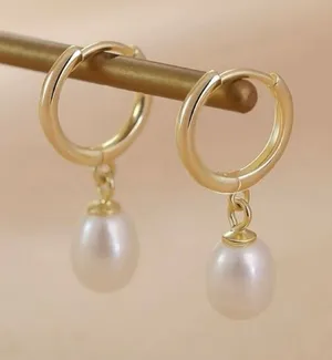 White Pearl Dangle Drop Earrings for Women thumbnail 1