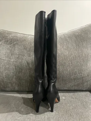 Via Spiga Black Leather Knee-High Pointed Toe Boots Size 8 thumbnail 6