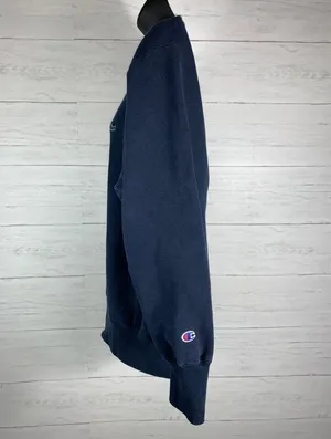 Vintage Champion Reverse Weave Sweatshirt Crewneck Large Blue Embroidered Women thumbnail 3