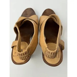 Diane Von‎ Furstenberg Shoes Women 6 Tan Leather Open Toe Slingback Wood Heels thumbnail 10