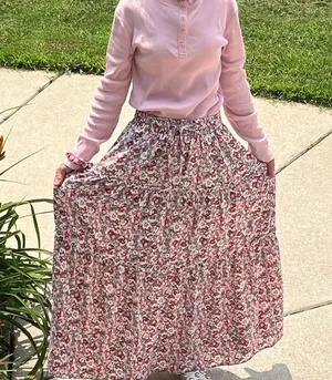 Floral Tiered Maxi Skirt High Waist thumbnail 5