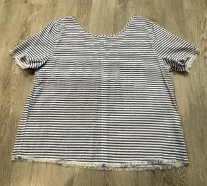 SUSINA Women's‎ Striped Short Sleeve Cotton Blouse Blue Size Medium M thumbnail 1