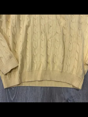 Brooks Brothers Cable Knit Yellow Classic Preppy Cotton Office Sweater Size M thumbnail 3