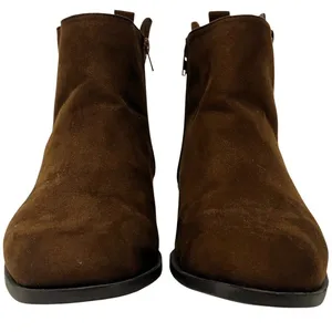 Short Brown Faux Suede Booties Zipper Boots Square Toe by JUSTFAB ~ Women's 8 thumbnail 6