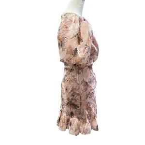 MISSGUIDED Mini Dress Size 0 Pink NWT Floral Coquette Flirty Puff Sleeve Frill thumbnail 5