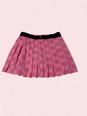 JoyLab Pink Checkered Pink Pleated Mini Skirt with Black Waistband thumbnail 2