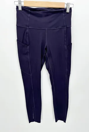 Lululemon Fast and Free 7/8 Dark Purple Pull On Tights Leggings Women's Size 6 thumbnail 1