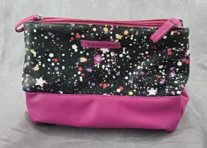 Tahari Purple Star Double Zipper Toiletries Snap‎ Makeup Cosmetics Bag thumbnail 1