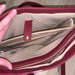 Dark Red faux leather Handbag Large Multi Compartment thumbnail 10