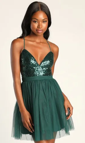 NWT Womens Size Small Lulus Love to Sparkle Sequin Tulle Sleeveless Mini Dress thumbnail 1