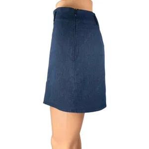 Zara Blue High Waisted Front Slit Zip Mini Straight Pencil Denim Skirt Skort MN thumbnail 2