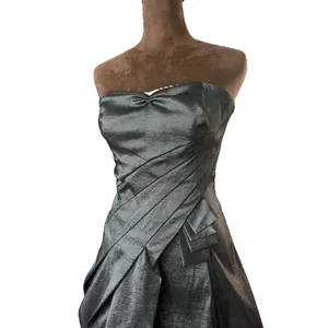 Jessica McClintock Silver Bubble Strapless Pleated Mini Dress Size 2 thumbnail 3
