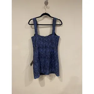 Lulus Jacquard Dress Womens Large Blue Lace Floral Sweetheart Party thumbnail 5