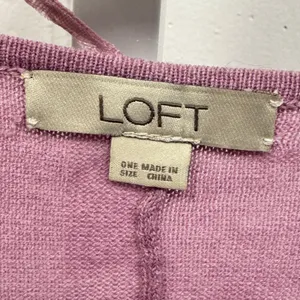 Loft Mauve Pink Open Front Cardigan Kimono Sleeve Cotton Blend One Size thumbnail 6