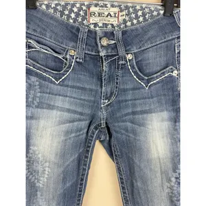 ARIAT R.E.A.L. Skinny Jeans Women’s 26R Low Rise Denim Frayed Hem Blue thumbnail 10