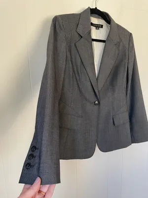 Anne Klein grey wool blend blazer suit jacket stretch lined Women’s size 8P thumbnail 3