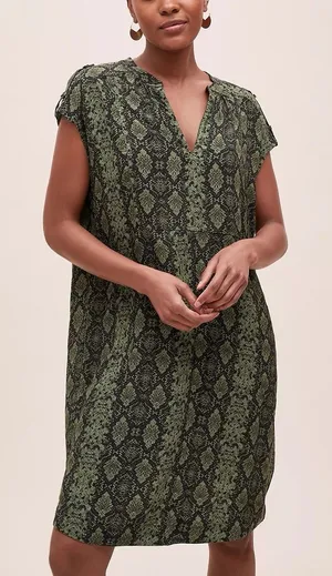 Anthropologie Rachel Tunic Dress Green Snake Print Size Small thumbnail 1