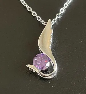 Purple crystal angel wing necklace thumbnail 5