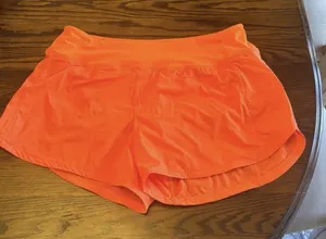 New‎ Boutique Women High Waist Running Shorts Large Orange Pocket Gym Active thumbnail 1