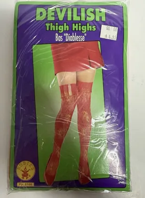Devilish Thigh High Stockings Adult Red H-3 thumbnail 1