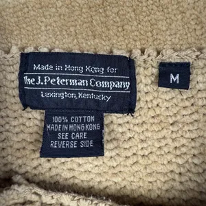Vintage J. Peterman‎ Co Sweater 100% Cotton Tan/Brown Knit Women's Size Medium thumbnail 4