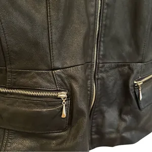 Jones New York Leather‎ Jacket Women M Black Vintage 90s Y2K Minimalist Classic thumbnail 3