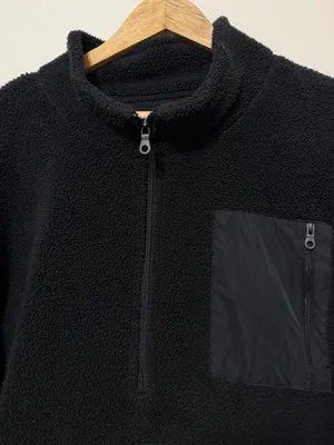 OFFLINE by Aerie Black Fleece Quarter Zip Pullover Size Large Sweater Jacket thumbnail 5