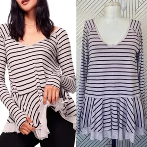 Free People We‎ the Free Tangerine Stripe Tee Sand thumbnail 2