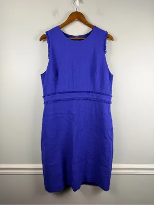 New J. Crew Sheath dress in tweed in Baltik blue size 16 thumbnail 3