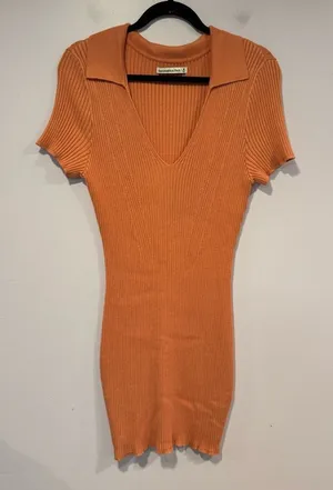 Abercrombie Orange ribbed American Eagle polo style dress‎ thumbnail 1