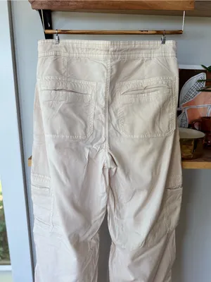 American Eagle Outfitters Ivory Beige Baggy Wide Leg Cargo Pants W Drawstring 4 thumbnail 7