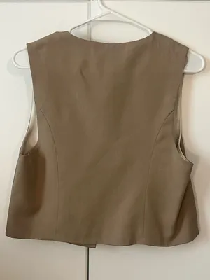 Zara tan brown tie front vest with bow NWT medium thumbnail 2