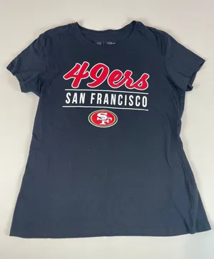 NFL Team Apparel 49ers Black Cotton Tee Shirt Womens Size L thumbnail 1