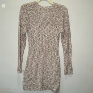 All The Ways Knit Speckled A-line Long Sleeve Mini Dress Medium Dusty Pink Beige thumbnail 2