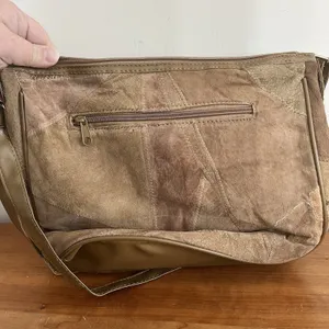 Patchwork Soft Leather & Suede Handbag Purse Shoulder Bag & Coin Purse Tan Brown thumbnail 10