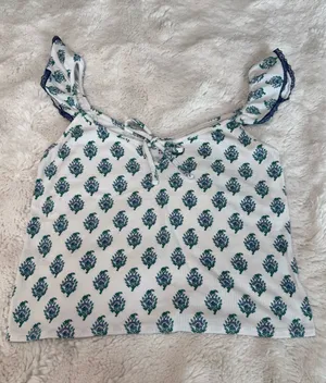 Roller Rabbit Floral Ruffle Pajama Top Size Medium thumbnail 1