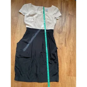 H&M light pink and black color block pleated dress Sz‎ 4 thumbnail 7