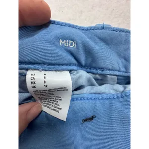 American Eagle Outfitters AEO Twill Midi Super Stretch Blue Chino Shorts Size 8 thumbnail 4