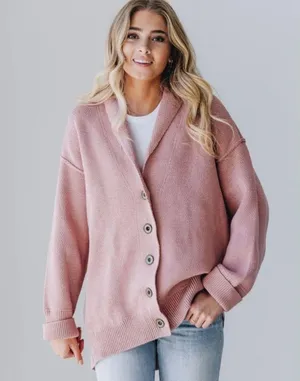 Free People Chamomile Oversize Cardigan in Rose thumbnail 3